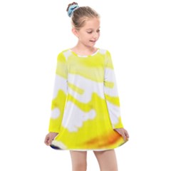 Golden Yellow Rose Kids  Long Sleeve Dress