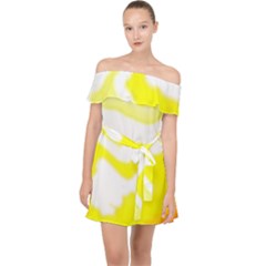 Golden Yellow Rose Off Shoulder Chiffon Dress