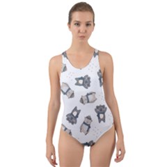 Cute Seamless Pattern With Koala Panda Bear Cut-out Back One Piece Swimsuit by Amaryn4rt