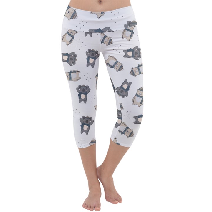 Cute Seamless Pattern With Koala panda Bear Capri Yoga Leggings