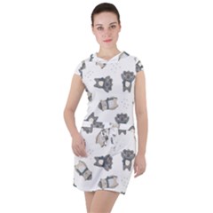 Cute Seamless Pattern With Koala Panda Bear Drawstring Hooded Dress by Amaryn4rt