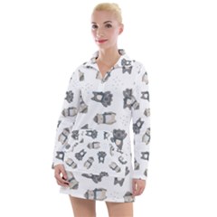 Cute Seamless Pattern With Koala Panda Bear Women s Long Sleeve Casual Dress by Amaryn4rt