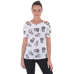 Cute Seamless Pattern With Koala Panda Bear Shoulder Cut Out Short Sleeve Top by Amaryn4rt