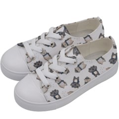 Cute Seamless Pattern With Koala Panda Bear Kids  Low Top Canvas Sneakers by Amaryn4rt