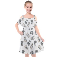 Cute Seamless Pattern With Koala Panda Bear Kids  Cut Out Shoulders Chiffon Dress by Amaryn4rt