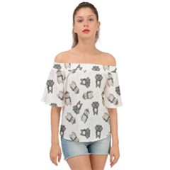 Cute Seamless Pattern With Koala Panda Bear Off Shoulder Short Sleeve Top by Amaryn4rt