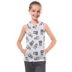 Cute Seamless Pattern With Koala Panda Bear Kids  Sleeveless Hoodie