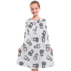 Cute Seamless Pattern With Koala Panda Bear Kids  Midi Sailor Dress