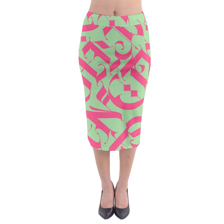 Pattern Ornament Gothic Style Elegant Font Tattoos Midi Pencil Skirt