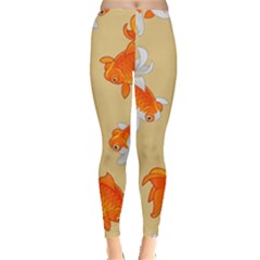 Gold Fish Seamless Pattern Background Leggings  by Amaryn4rt