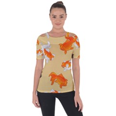 Gold Fish Seamless Pattern Background Shoulder Cut Out Short Sleeve Top by Amaryn4rt