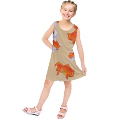 Gold Fish Seamless Pattern Background Kids  Tunic Dress by Amaryn4rt