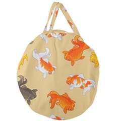 Gold Fish Seamless Pattern Background Giant Round Zipper Tote by Amaryn4rt