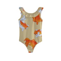 Gold Fish Seamless Pattern Background Kids  Frill Swimsuit by Amaryn4rt