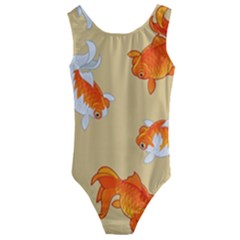 Gold Fish Seamless Pattern Background Kids  Cut-out Back One Piece Swimsuit by Amaryn4rt