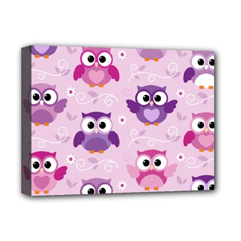 Seamless Cute Colourfull Owl Kids Pattern Deluxe Canvas 16  X 12  (stretched)  by Amaryn4rt