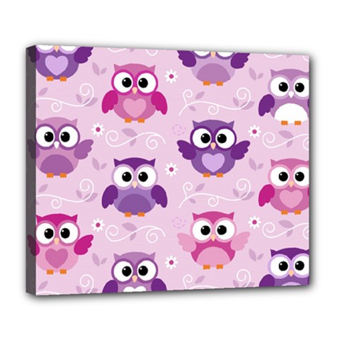 Seamless Cute Colourfull Owl Kids Pattern Deluxe Canvas 24  X 20  (stretched) by Amaryn4rt