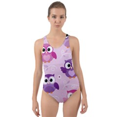 Seamless Cute Colourfull Owl Kids Pattern Cut-out Back One Piece Swimsuit by Amaryn4rt