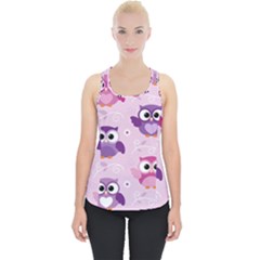 Seamless Cute Colourfull Owl Kids Pattern Piece Up Tank Top by Amaryn4rt