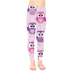 Seamless Cute Colourfull Owl Kids Pattern Kids  Leggings by Amaryn4rt