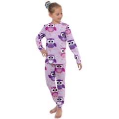 Seamless Cute Colourfull Owl Kids Pattern Kids  Long Sleeve Set  by Amaryn4rt