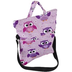 Seamless Cute Colourfull Owl Kids Pattern Fold Over Handle Tote Bag by Amaryn4rt