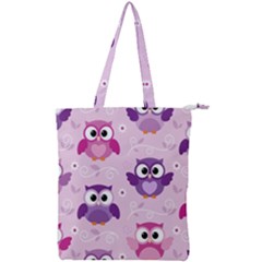 Seamless Cute Colourfull Owl Kids Pattern Double Zip Up Tote Bag by Amaryn4rt