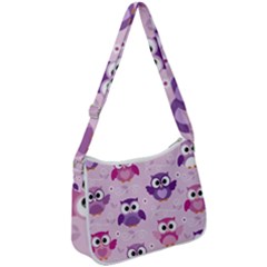 Seamless Cute Colourfull Owl Kids Pattern Zip Up Shoulder Bag