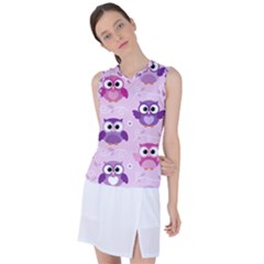 Seamless Cute Colourfull Owl Kids Pattern Women s Sleeveless Sports Top by Amaryn4rt