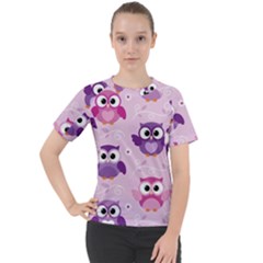 Seamless Cute Colourfull Owl Kids Pattern Women s Sport Raglan Tee