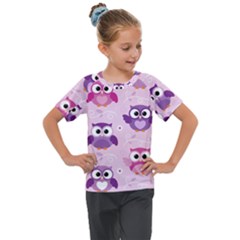 Seamless Cute Colourfull Owl Kids Pattern Kids  Mesh Piece Tee