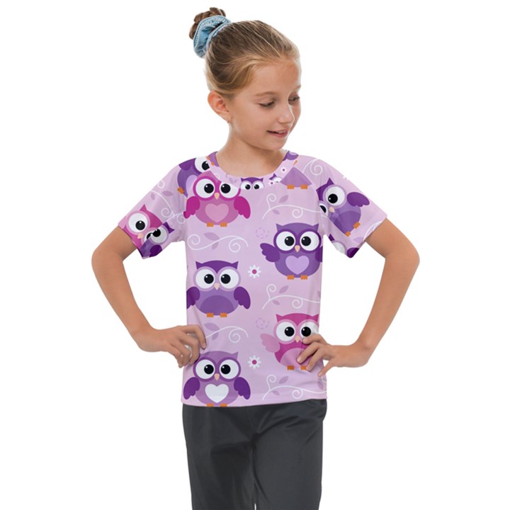 Seamless Cute Colourfull Owl Kids Pattern Kids  Mesh Piece Tee