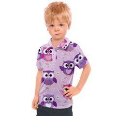 Seamless Cute Colourfull Owl Kids Pattern Kids  Polo Tee