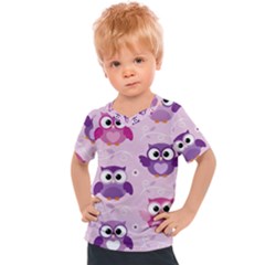 Seamless Cute Colourfull Owl Kids Pattern Kids  Sports Tee