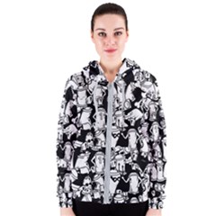 Graffiti Spray Can Characters Seamless Pattern Women s Zipper Hoodie