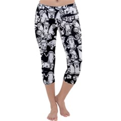 Graffiti Spray Can Characters Seamless Pattern Capri Yoga Leggings by Amaryn4rt