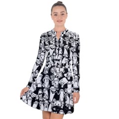 Graffiti Spray Can Characters Seamless Pattern Long Sleeve Panel Dress by Amaryn4rt