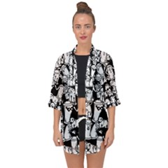 Graffiti Spray Can Characters Seamless Pattern Open Front Chiffon Kimono by Amaryn4rt