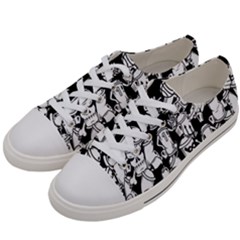 Graffiti Spray Can Characters Seamless Pattern Women s Low Top Canvas Sneakers by Amaryn4rt