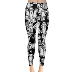 Graffiti Spray Can Characters Seamless Pattern Inside Out Leggings by Amaryn4rt