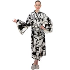 Graffiti Spray Can Characters Seamless Pattern Maxi Velour Kimono by Amaryn4rt