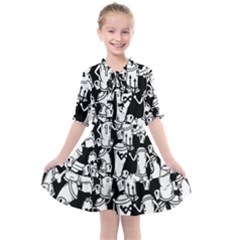 Graffiti Spray Can Characters Seamless Pattern Kids  All Frills Chiffon Dress by Amaryn4rt