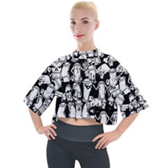 Graffiti Spray Can Characters Seamless Pattern Mock Neck Tee