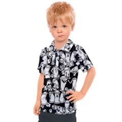 Graffiti Spray Can Characters Seamless Pattern Kids  Polo Tee