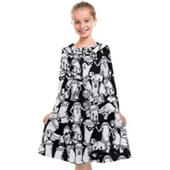 Graffiti Spray Can Characters Seamless Pattern Kids  Midi Sailor Dress