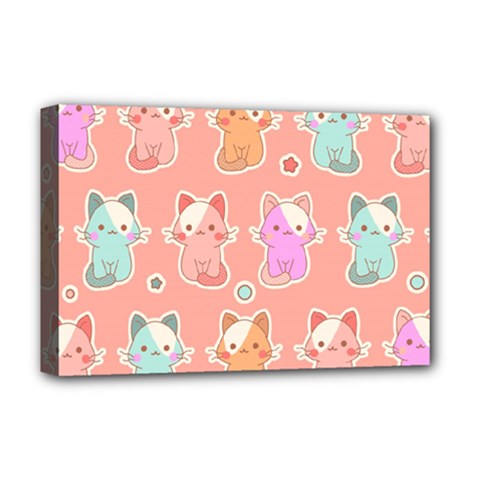 Cute Kawaii Kittens Seamless Pattern Deluxe Canvas 18  X 12  (stretched) by Amaryn4rt