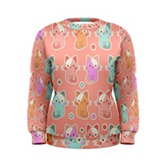 Cute Kawaii Kittens Seamless Pattern Women s Sweatshirt by Amaryn4rt