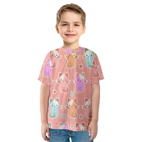 Cute Kawaii Kittens Seamless Pattern Kids  Sport Mesh Tee by Amaryn4rt