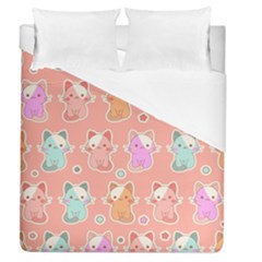 Cute Kawaii Kittens Seamless Pattern Duvet Cover (queen Size) by Amaryn4rt