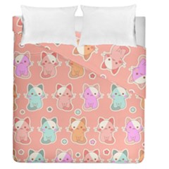 Cute Kawaii Kittens Seamless Pattern Duvet Cover Double Side (queen Size) by Amaryn4rt